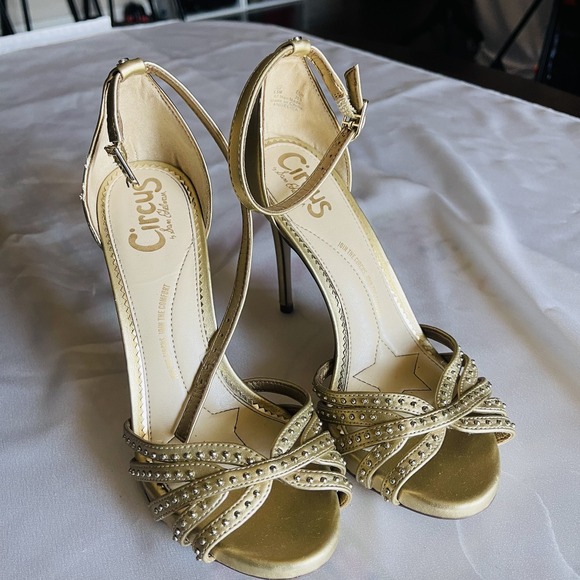 Sam Edelman Shoes - Circus by Sam Edelman Women's Gold Ankle Strap Stiletto Sandals Size 5.5